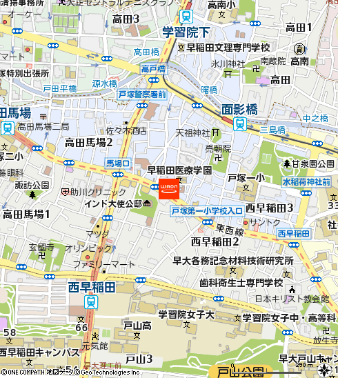 まいばすけっと西早稲田3丁目店付近の地図